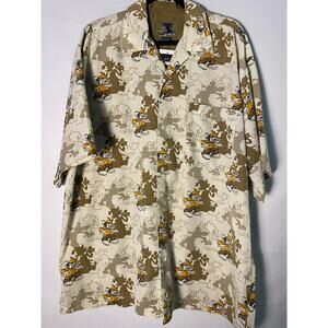 RAWBLUE Button Up Shirt Hawaiian Mouse Ghost Shadows Men's Size XL